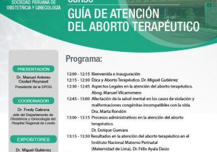 Sesión Virtual Zoom – Curso: GUÍA DE ATENCIÓN DEL ABORTO TERAPÉUTICO – 29 de abril de 2021