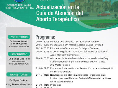 Sesión Virtual Zoom – Taller: GUÍA DE ATENCIÓN DEL ABORTO TERAPÉUTICO – 26 de mayo de 2021